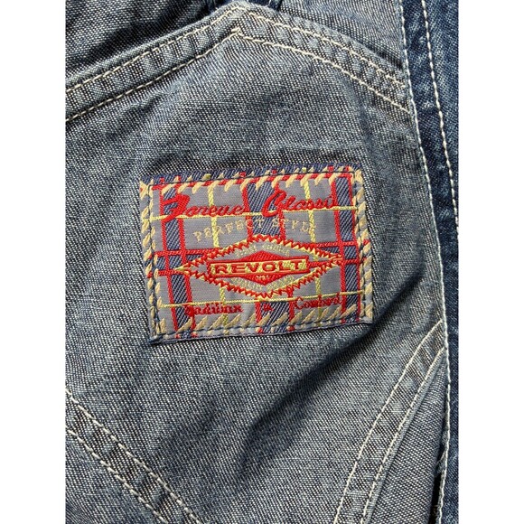 Vintage Revolt Women's Blue Denim Overalls Floral Embroidered Size 20 - Picture 6 of 7